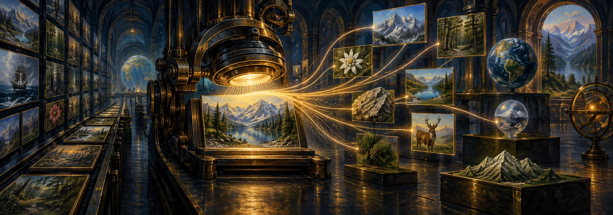 A naturalist oil painting representing letting images describe themselves.